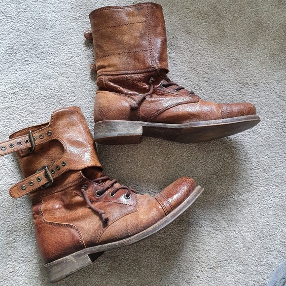 All Saints Shoes - Women's All Saints Brown Damisi Leather Combat Boots